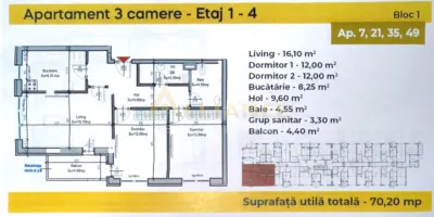 SECTOR 4 | Apartament cu 3 camere - 2 bai - decomandat | 71 MP - foto 8