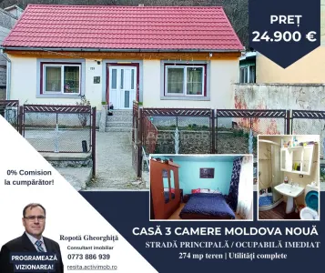 MOLDOVA NOUA, Casa 3 camere, Suprafata totala teren: 274 mp - Moldova Noua
