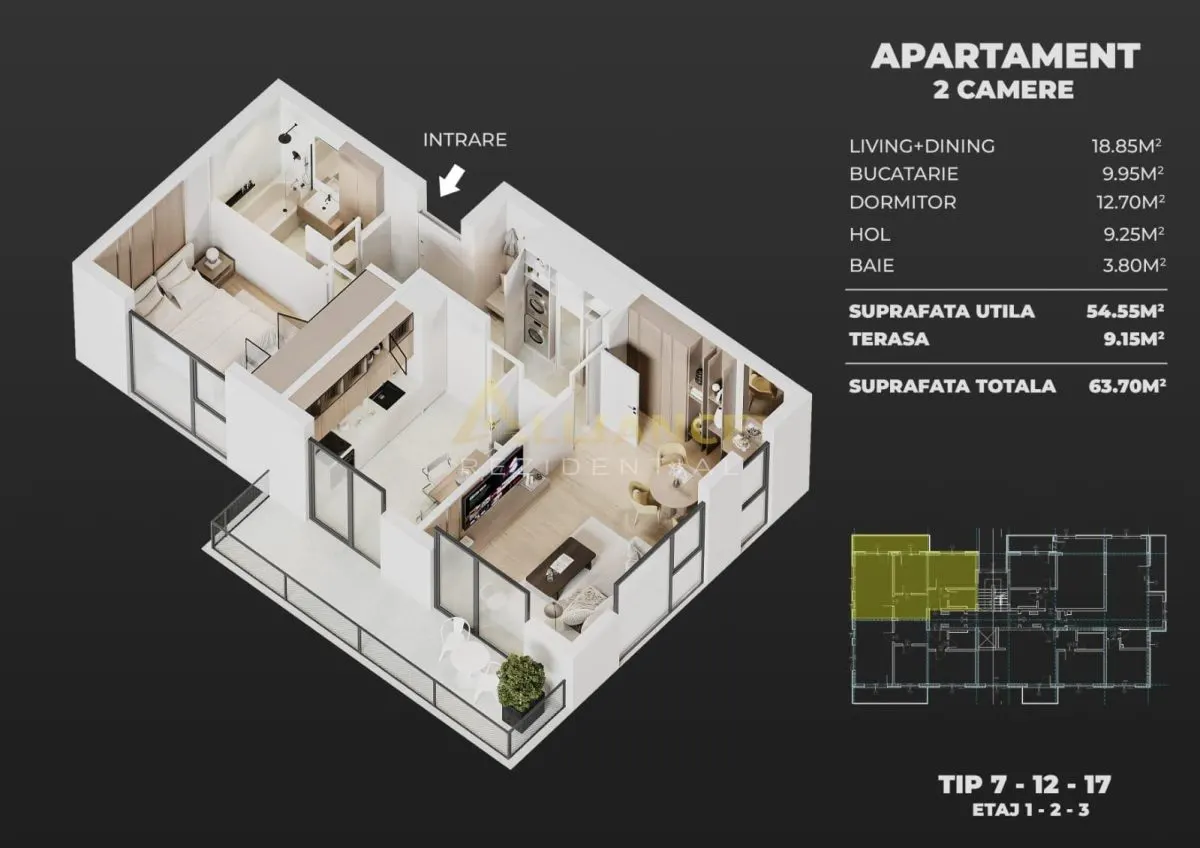 [Soseaua Leordeni] Apartament cu 2 camere - 51 MP - - foto 6