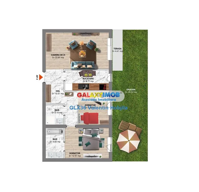 Inchiriere 3 camere parter cu gradina bloc 2024 Baneasa Greenfield - foto 12